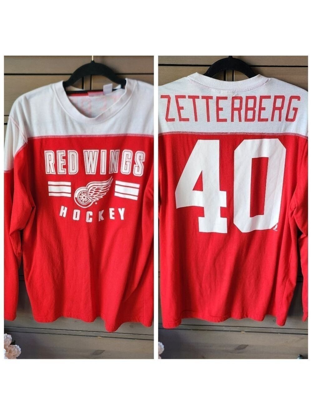 Reebok Red and White Detroit Red Wings Zetterberg #40 Crewneck